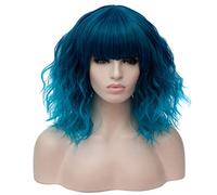 Baisheng Multi-colour Lolita capelli ricci lunghezza della clip sulla parrucca cosplay coda di cavallo (35CM-Lake gradiente blu)