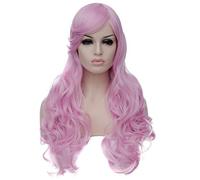 Baisheng Parrucca Rosa Capelli Ricci Resistenti al Calore Parrucche in fibra Harajuku Stile Lolita per Cosplay Halloween Party Parrucca Rosa (70CM-Light purple red)
