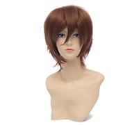 Baisheng Sawada Tsunayoshi Hitman Reborn breve rettilineo unisex parrucche Cosplay Anime personaggio costume parrucche sintetiche fibra piena di capelli resistenti al calore parrucche per le donne (30cm-marrone)