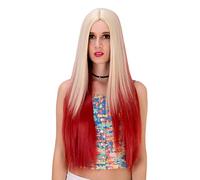 Baisheng Sexy parte centrale donne parrucche sintetiche diritte lunghe mostrano colore gradiente (29,53 pollici-oro gradiente rosso)