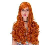 Baisheng Side Parting Long Curly Wave Cosplay Show Fancy Dress Parrucche sintetiche (27,56 pollici-Orange)