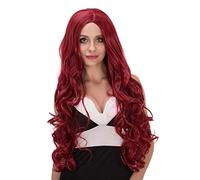 Baisheng Women Daily Wild Central Parting Lunghi Ricci Fancy Party Show Halloween Cosplay Anime Costume in fibra sintetica Capelli pieni Resistenti al calore Parrucche (80CM-Vino rosso)