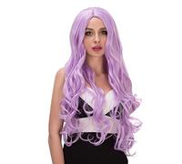 Baisheng Women Daily Wild Central Parting Lunghi Ricci Fancy Party Show Halloween Cosplay Anime Costume in fibra sintetica Capelli Pieni Resistenti al calore Parrucche (80CM-Light purple)