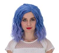 Baisheng Women Shoulder Length Wave Curly Halloween Anime Cosplay parrucca corta (sfumatura viola 35cm-Blu)