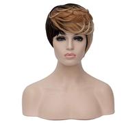 Baisheng Women's Gradient Colour Crop Pixie Haircut Brevi Parrucche Anime Parrucca resistente ai capelli Cosplay (11.81 pollici-Blonde striato1)