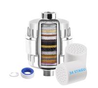 BAISHUN ffiltro doccia per acqua dura, filtro per soffione doccia a 34 stadi con 2 cartucce sostituibili, filtro per acqua doccia a più stadi per rimuovere cloro, metalli pesanti e altri depositi