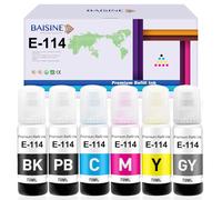 BAISINE 114 inchiostro Compatibili con Epson 114 Flaconi di Inchiostro | Compatibili per Epson Ecotank ET-8500, Ecotank ET-8550 (Confezione da 6, Nero/Foto Nero/Ciano/Magenta/Giallo/Grigio)