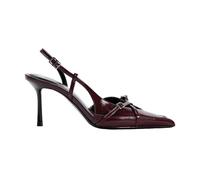 BAISOILIHA Donne Cinturino sul retrò Heels in A Faux Patent Pelle Sintetica Finish Pump Bow Detail Fibbia Closure Thin Heel Appuntito Sposa Festa Le Signore Ragazze Burgundy Numero 38