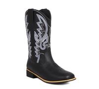 BAISOILIHA Embroidered Square Toe Stivali da cowboy per uomo Donna Durable Moda Retrò Classico Western Choice Stivali Corti For Primavera Autunno nero Numero 37