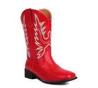 BAISOILIHA Embroidered Square Toe Stivali da cowboy per uomo Donna Durable Moda Retrò Classico Western Choice Stivali Corti For Primavera Autunno rosso Numero 38.5
