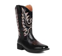 BAISOILIHA Embroidered Square Toe Stivali da cowboy per uomo Donna Durable Moda Retrò Classico Western Choice Stivali Corti For Primavera Autunno nero Numero 41