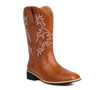 BAISOILIHA Embroidered Square Toe Stivali da cowboy per uomo Donna Durable Moda Retrò Classico Western Choice Stivali Corti For Primavera Autunno giallo Numero 37