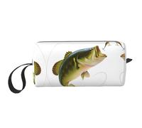 Bait con lenza che mangia piccoli pesci stampa articoli da toeletta borsa per le donne formato da viaggio carino borsa da toilette da viaggio borsa per trucco borsa organizer, bianco, Taglia unica