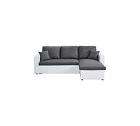 BAÏTA Aspen - Divano angolare convertibile a 4 posti, con angolo reversibile e cassapanca in PU e tessuto bianco e grigio