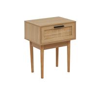 BAÏTA - Comodino Amana effetto rovere e cannatura rattan, 40 cm