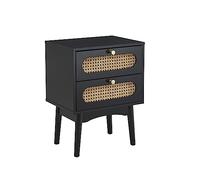 BAÏTA Comodino Anatole nero e cannage rattan