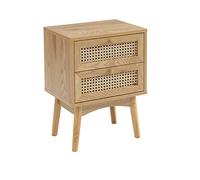 BAÏTA Comodino INES effetto rovere e cannage rattan con 2 cassetti