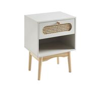 BAÏTA Comodino SIXTINE Grigio Perla e Cannage Rattan 40cm