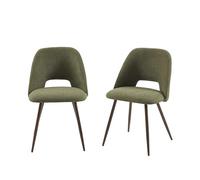 BAÏTA Elisabeth - Set di 2 sedie in tessuto verde con gambe effetto quercia