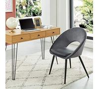 BAÏTA Leonie Poltrona da tavolo o ufficio in velluto, grigio, altezza 83 cm