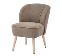 BAÏTA Poltrona Tivoli in Tessuto Bouclette Taupe con base in Legno