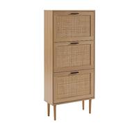 BAÏTA - Scarpiera Amana effetto rovere e cannage rattan, 60 cm