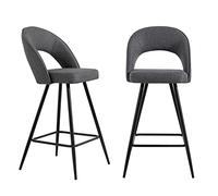 BAÏTA Set di 2 sgabelli Basile in tessuto grigio con base nera