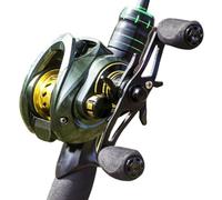 Baitcasting - Mulinello da resistente, a basso profilo, con resistenza in fibra di carbonio, cuscinetti 5+1, rapporto di trasmissione 6,4:1, manopole con manico grande per il comfort, controllo