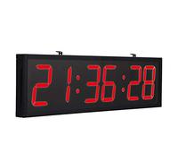 BaiTTang Orologio da Palestra Digitale a LED con Telecomando, cronometro, allarmi, Timer, umidità e Temp, 27.8x7.6 Pollici Orologio da Parete Oversize per Ufficio, casa, Luogo pubblico (Color : Red)