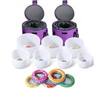 BaiTTang Set di Campane tibetane in Cristallo - Serie Chakra, Set da 6-12 Pollici di 7 Pezzi, Martello di Gomma a 7 Colori, Cuscino in Broccato di Seta 7 *, Regalo per la Meditazione Yoga Zen