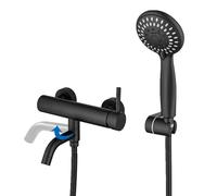 BAITUJIE Rubinetti per vasca con doccetta Rubinetto per vasca a parete Rubinetto nero per vasca da bagno Bocca girevole a 90 ° con doccetta a 5 funzioni