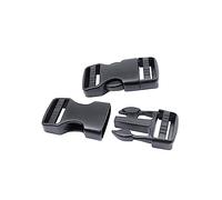 BAIWOAK Fibbie a rilascio laterale 15mm/20mm/25mm/32mm/38mm/50mm Heavy Duty Plastica Fibbia Clip a scatto Doppia Regolabile Zaino Fibbia di Ricambio No Cucito Nero (25 mm - 2 pezzi)