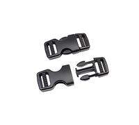 BAIWOAK Fibbie a rilascio laterale 15mm/20mm/25mm/32mm/38mm/50mm Heavy Duty Plastica Fibbia Clip a scatto Doppia Regolabile Zaino Fibbia di Ricambio No Cucito Nero (15 mm - 2 pezzi)