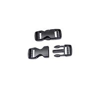 BAIWOAK Fibbie a rilascio laterale 15mm/20mm/25mm/32mm/38mm/50mm Heavy Duty Plastica Fibbia Clip a scatto Doppia Regolabile Zaino Fibbia di Ricambio No Cucito Nero (20 mm - 2 pezzi)