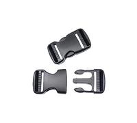 BAIWOAK Fibbie a rilascio laterale 15mm/20mm/25mm/32mm/38mm/50mm Heavy Duty Plastica Fibbia Clip a scatto Doppia Regolabile Zaino Fibbia di Ricambio No Cucito Nero (32 mm - 2 pezzi)