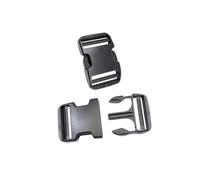 BAIWOAK Fibbie a rilascio laterale 15mm/20mm/25mm/32mm/38mm/50mm Heavy Duty Plastica Fibbia Clip a scatto Doppia Regolabile Zaino Fibbia di Ricambio No Cucito Nero (50 mm - 2 pezzi)