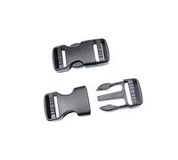BAIWOAK Fibbie a sgancio laterale in plastica resistente con fibbia a clip di ricambio per zaino (25 mm, 2 set), Nero