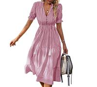 BAIXIAOCHI Abito da Donna A Maniche Corte Abito Estivo A Righe Abito Temperamento