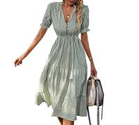 BAIXIAOCHI A Maniche Corte Abito Estivo a Righe Temperamento