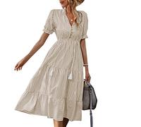 BAIXIAOCHI Abito da Donna A Maniche Corte Abito Estivo A Righe Abito Temperamento