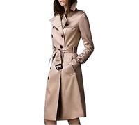 BAIXIAOCHI Cappotto da Donna Primaverile e Autunnale Cappotto Doppiopetto Slim Lungo Trench da Donna, Khaki, XXL