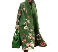 BAIXIAOCHI Cappotto Lungo Di Lana Autunno E Inverno Cappotto Di Lana Verde Aderente Con Risvolto Senza Cintura Tinta Unita