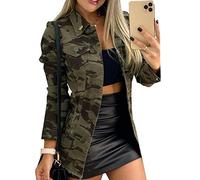 BAIXIAOCHI Giacca Casual Mimetica A Maniche Lunghe Primaverile E Autunnale Tinta Unita Da Donna