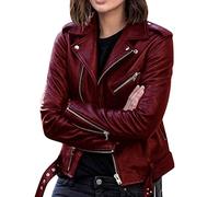 BAIXIAOCHI Giacca In Pelle Giacca Da Donna A Maniche Lunghe Abbigliamento Autunno E Inverno Giacca Corta In Pelle Sottile