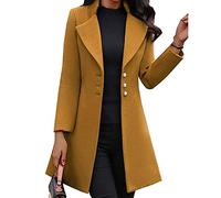 BAIXIAOCHI Giacca Invernale Da Donna In Lana Di Media Lunghezza Con Risvolti Sottili, Tinta Unita Slim