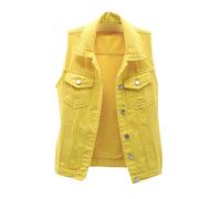 BAIXIAOCHI Gilet Di Jeans Da Donna Corto Primavera Ed Estate Giacca Senza Maniche Sfilacciata Slim Fit Con Cardigan Strappato Top