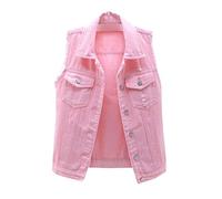 BAIXIAOCHI Gilet Di Jeans Da Donna Corto Primavera Ed Estate Giacca Senza Maniche Sfilacciata Slim Fit Con Cardigan Strappato Top