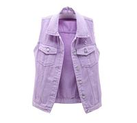 BAIXIAOCHI Gilet Di Jeans Da Donna Corto Primavera Ed Estate Giacca Senza Maniche Sfilacciata Slim Fit Con Cardigan Strappato Top