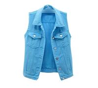 BAIXIAOCHI Gilet Di Jeans Da Donna Corto Primavera Ed Estate Giacca Senza Maniche Sfilacciata Slim Fit Con Cardigan Strappato Top