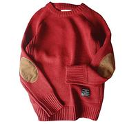 BAIXIAOCHI Maglione da Uomo Invernale Spesso con Toppe in Maglia con Fondo in Maglia Abbinato Maglione da Uomo